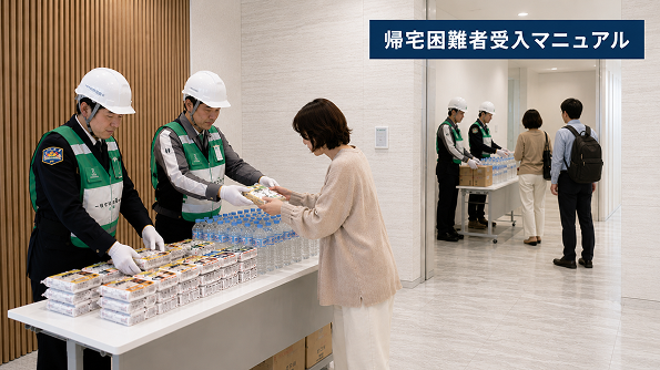 非常食を配っている訓練の様子